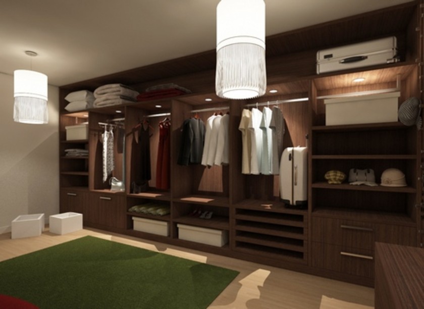 Классическая гардеробная комната из массива с подсветкой Красногорск